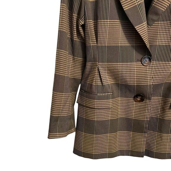 Zara Woman Plaid Check Blazer Tan Black Size XS - Picture 5 of 8